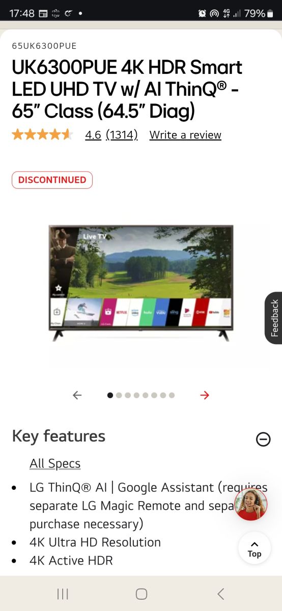 TV LG 65 pouces 4K HDR Smart LED UHD avec AI ThinQ en vente