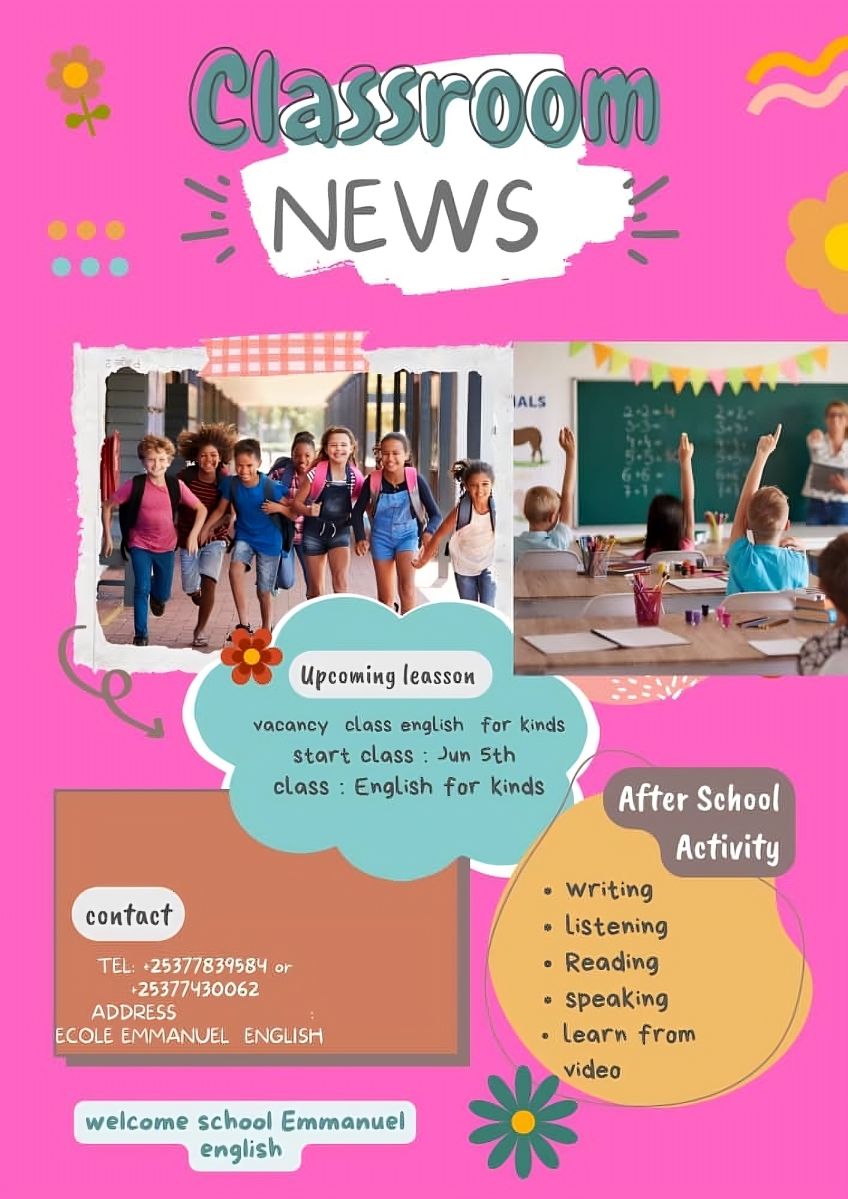 Cours d’anglais pour enfants à l’École Emmanuel English