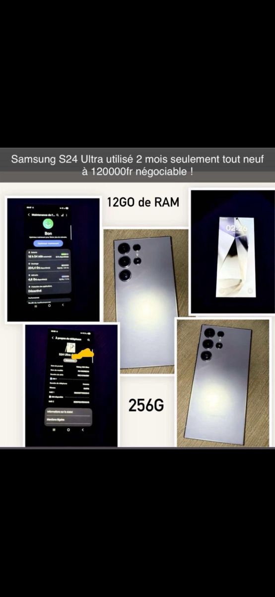 Samsung Galaxy S24 Ultra, 12Go RAM, 256Go, 2 mois d\'utilisation