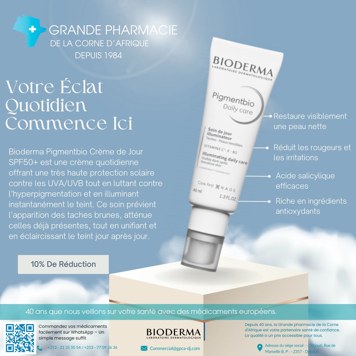 Get 10% OFF BIODERMA Daily Care – Only at Grande Pharmacie de La Corne d’Afrique!
