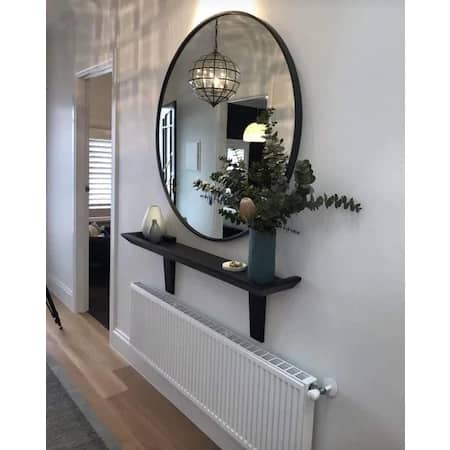 Console dorée avec miroir ovale décoratif