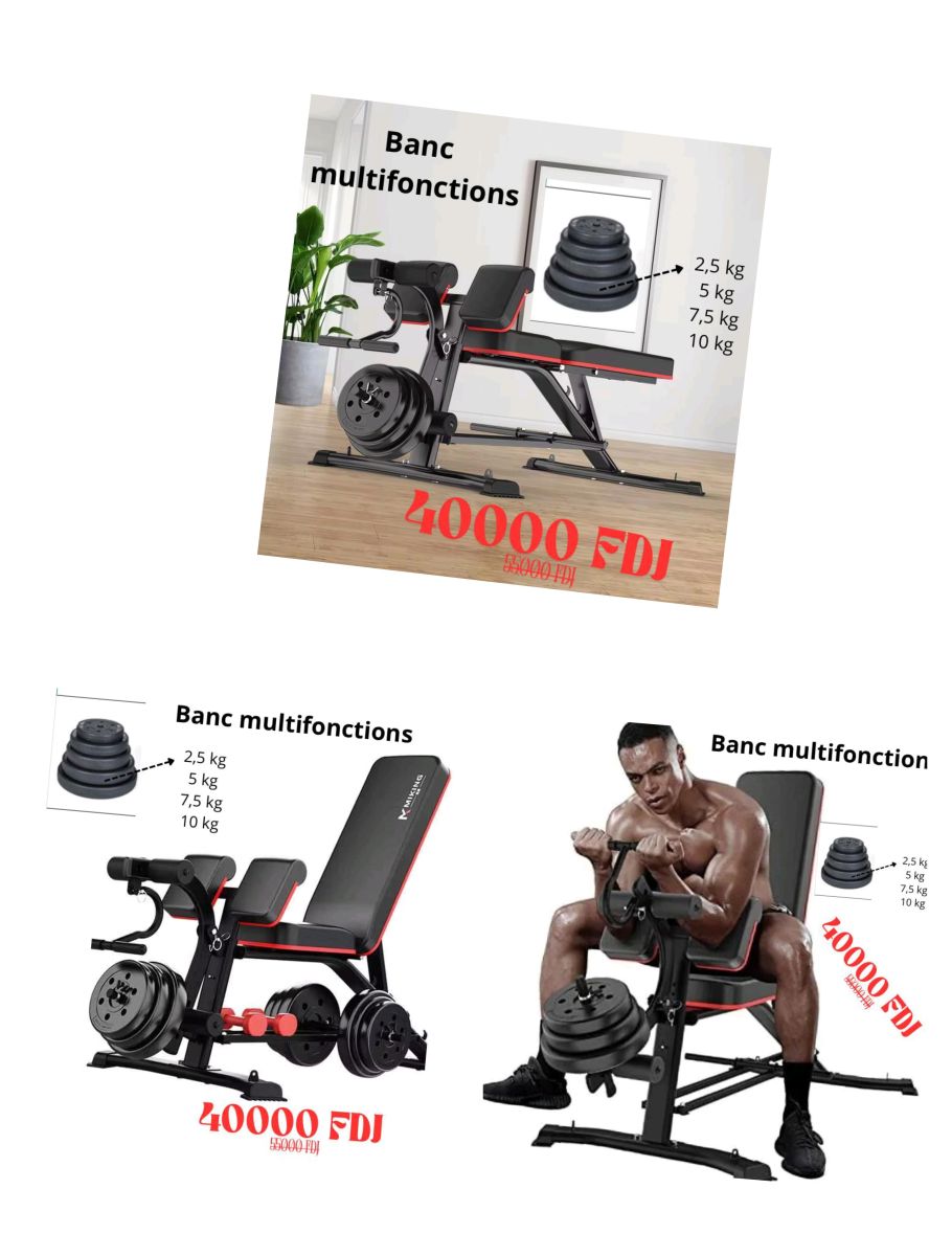 Banc de musculation avec disques de poids - 25 kg total