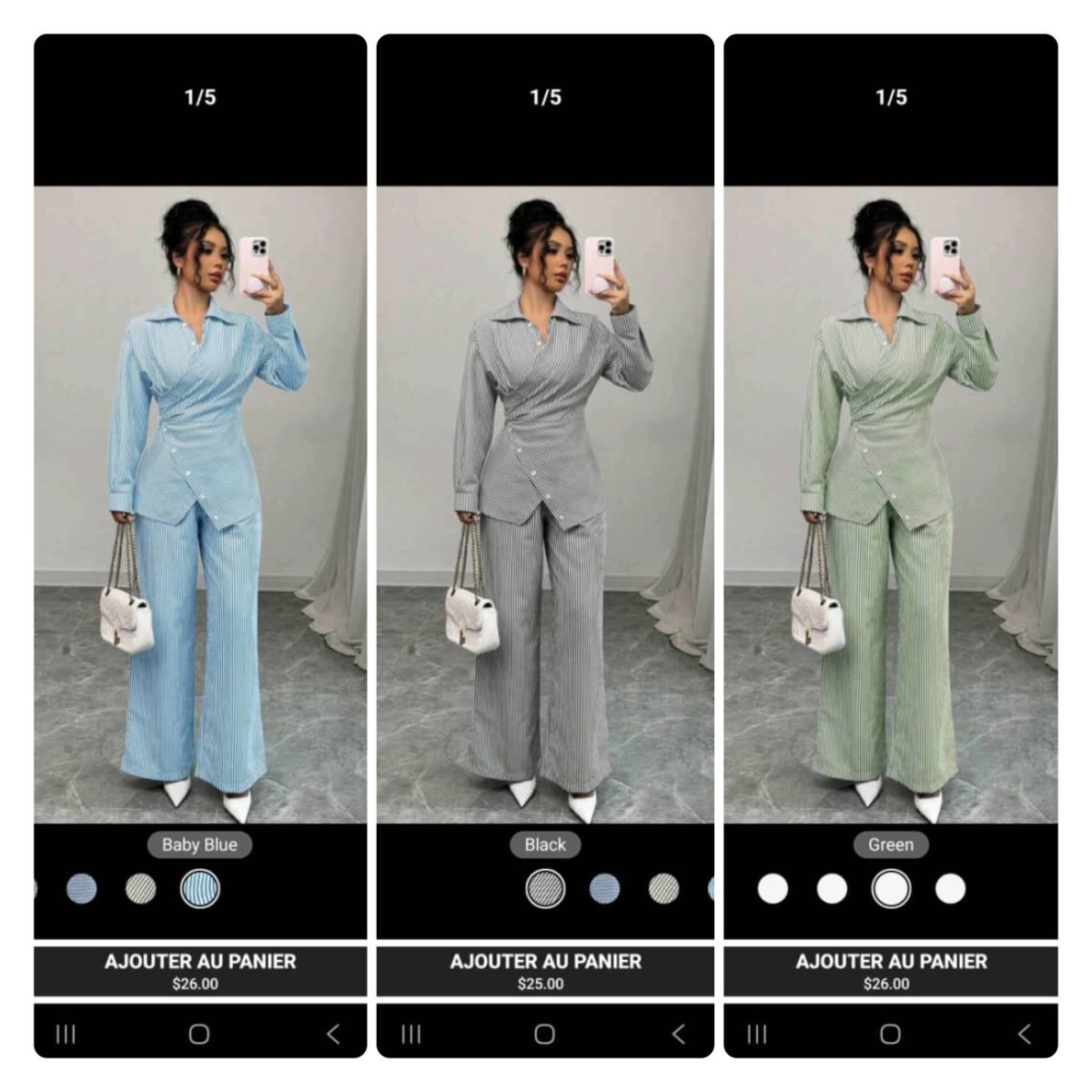 Ensemble Pantalon Rayé Élégant - 3 Couleurs Tendance