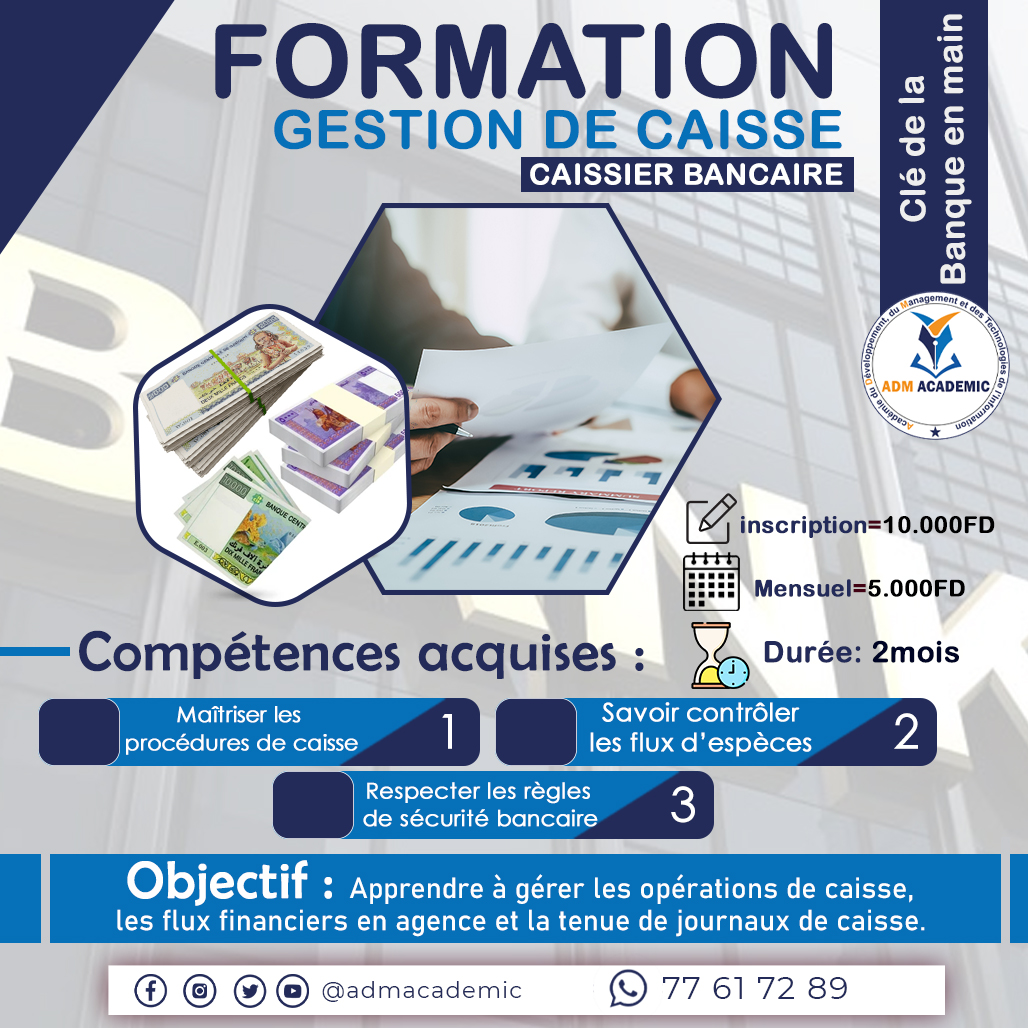 Formation caissier bancaire à Djibouti – 2 mois intensifs