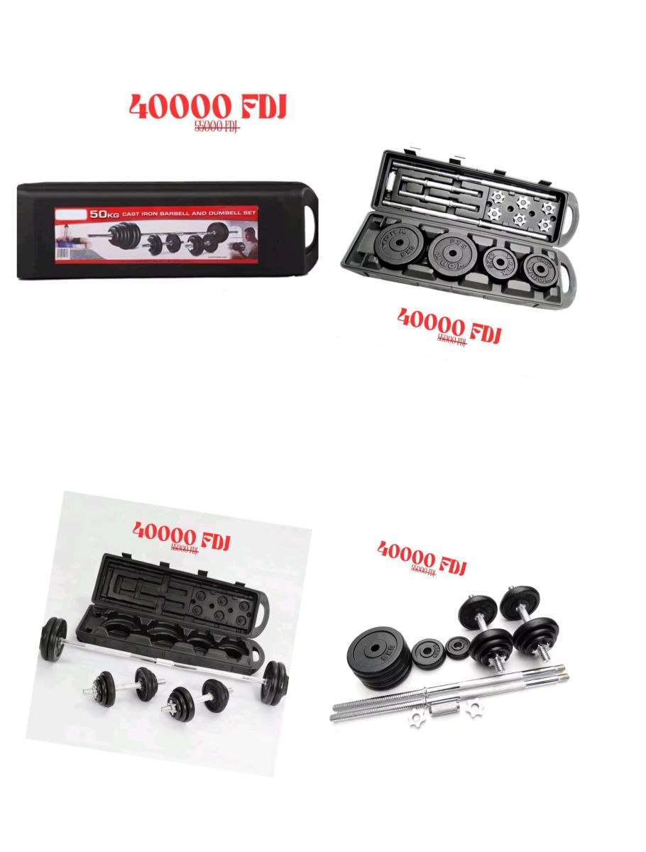 Lot d\'haltères + barre 50 kg neuf à prix imbattable