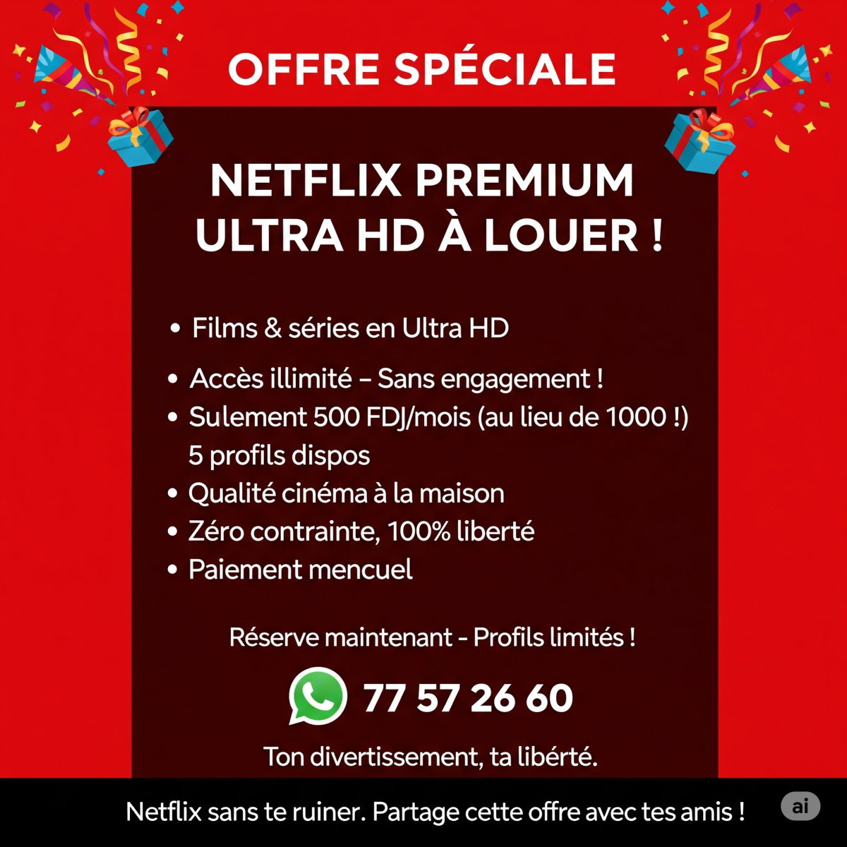 Abonnement mensuel Netflix