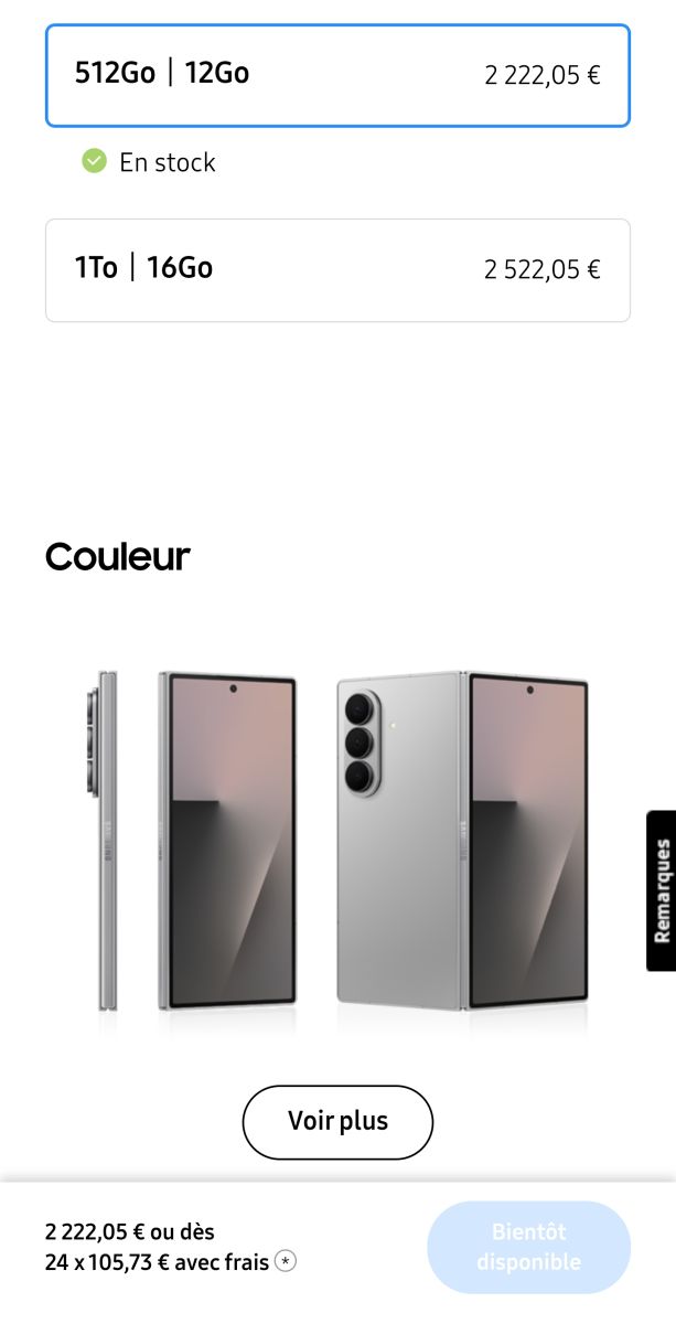 Samsung Galaxy Z Fold 7 Gris 512 Go Neuf