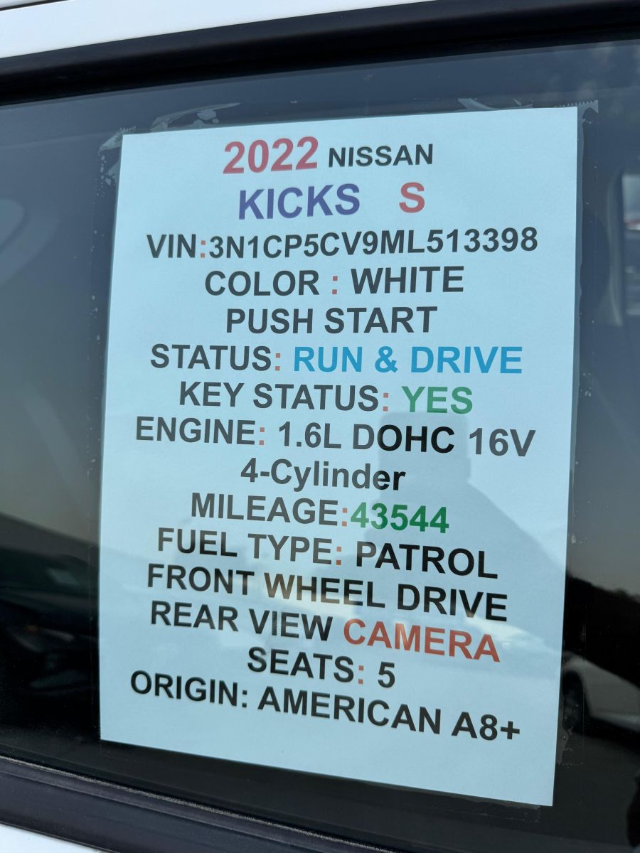 Nissan Kicks 2022, automatique, essence, excellent état