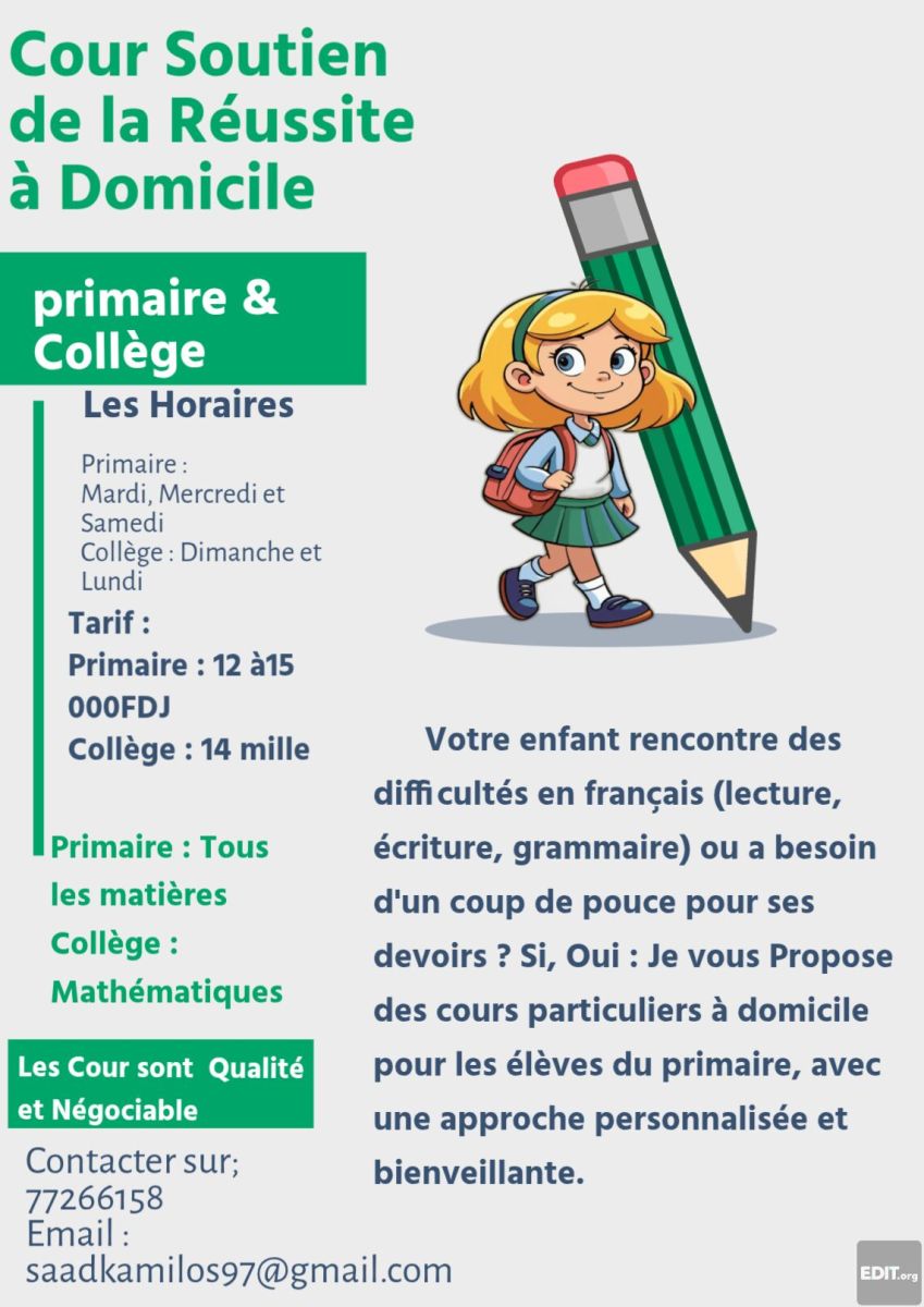Cours particuliers de français à domicile pour élèves du primaire et collège