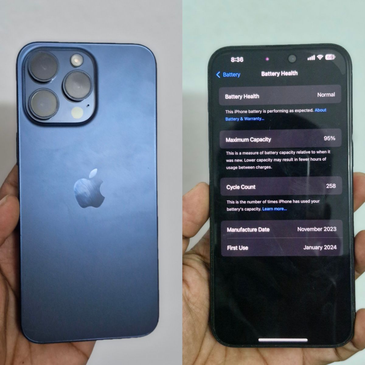 iPhone 15 Pro Max Bleu 256 Go - Comme Neuf, Batterie 95%