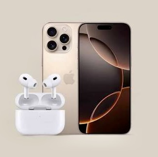 iPhone 16 pro max avec AirPods Pro 2, 256Go, titanium, 99% batterie