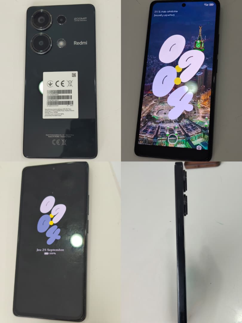 Redmi Note 13 Pro 256 Go/8 Go RAM, 7 mois d\'utilisation, caméra 200 Mpx
