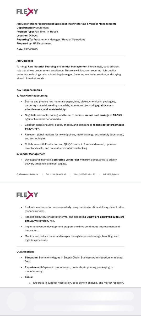 Responsable des achats extérieurs expérimenté