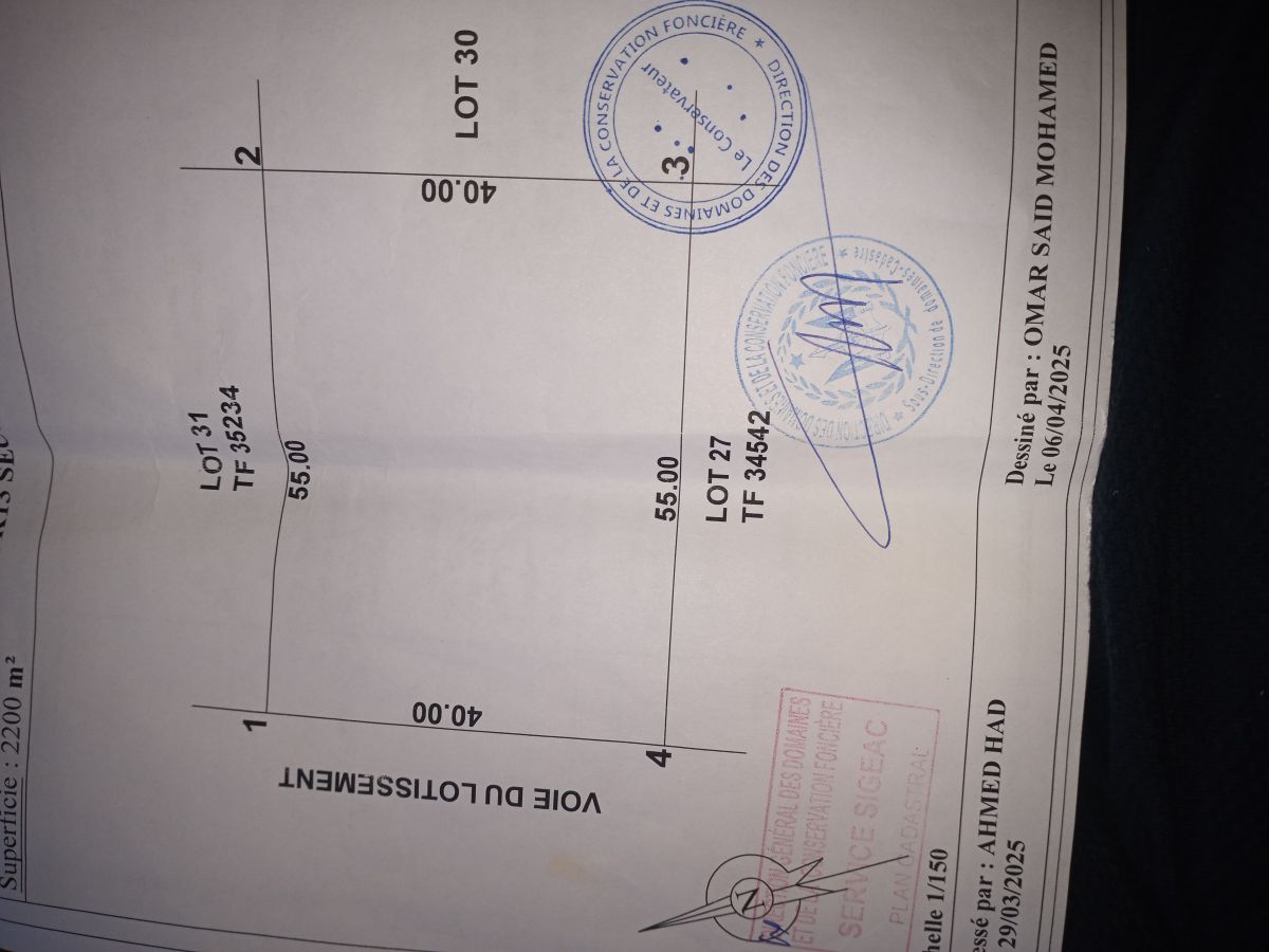 Terrain 2200m² à PK13, proche ADR
