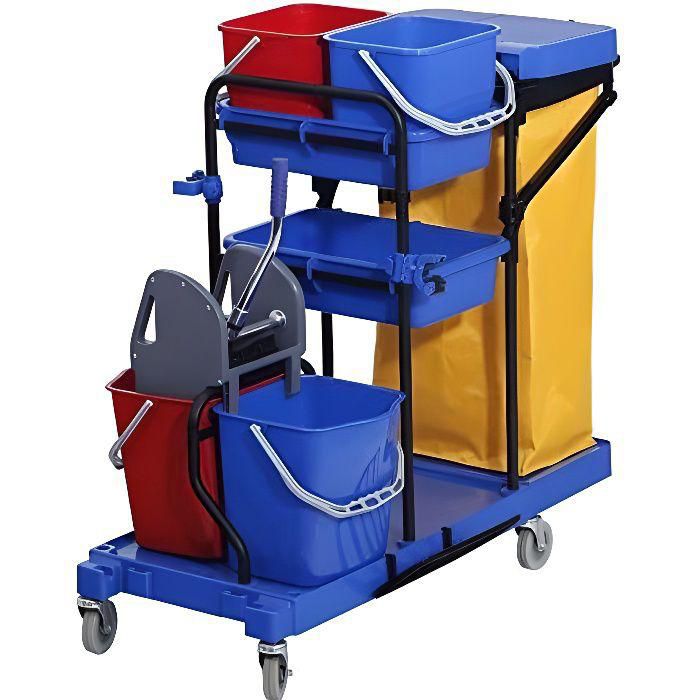 Chariot de nettoyage professionnel multifonction avec accessoires inclus