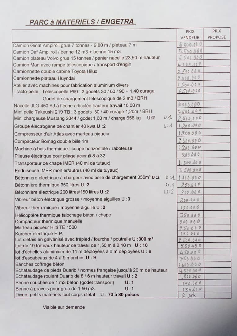 Véhicules et matériel de chantier à vendre - Offre spéciale