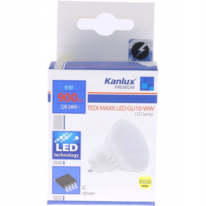 Kanlux Spot LED GU10 9W grand angle (66W) - Blanc Chaud 3000K TEDI MAXX