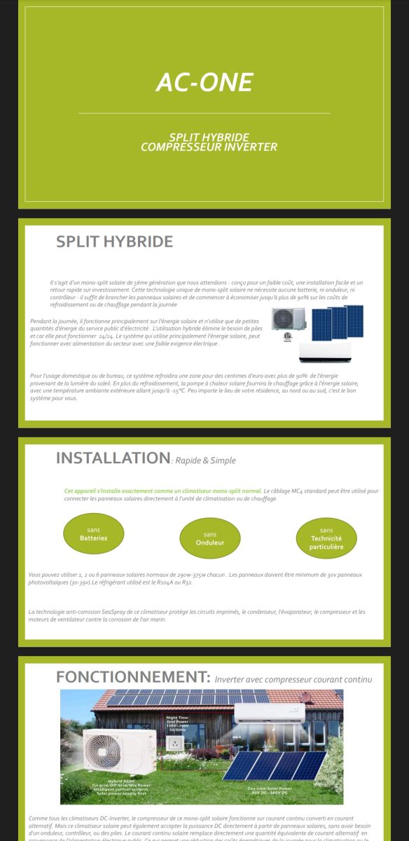 Split Hybride Inverter/Solaire. Sur commande.