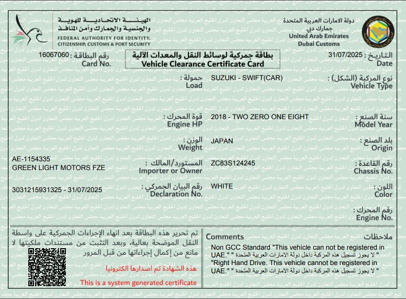 Suzuki Swift 2018, importée de Dubaï, état impeccable