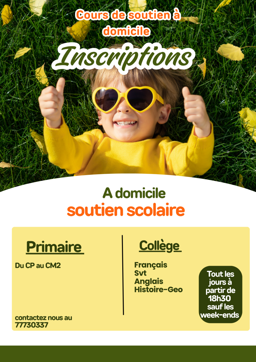 Cours de soutien scolaire à domicile pour enfants de primaire et collège