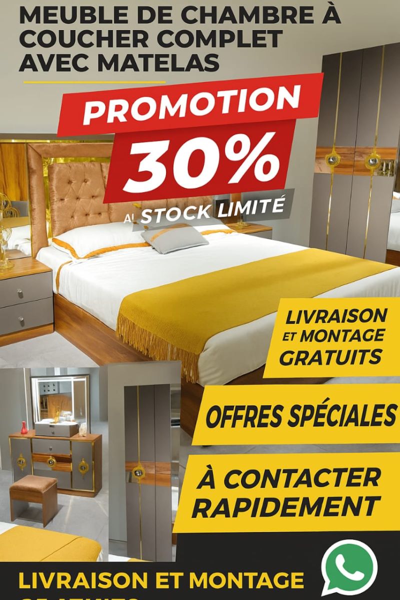 Chambre à coucher complète et moderne pour jeunes couples