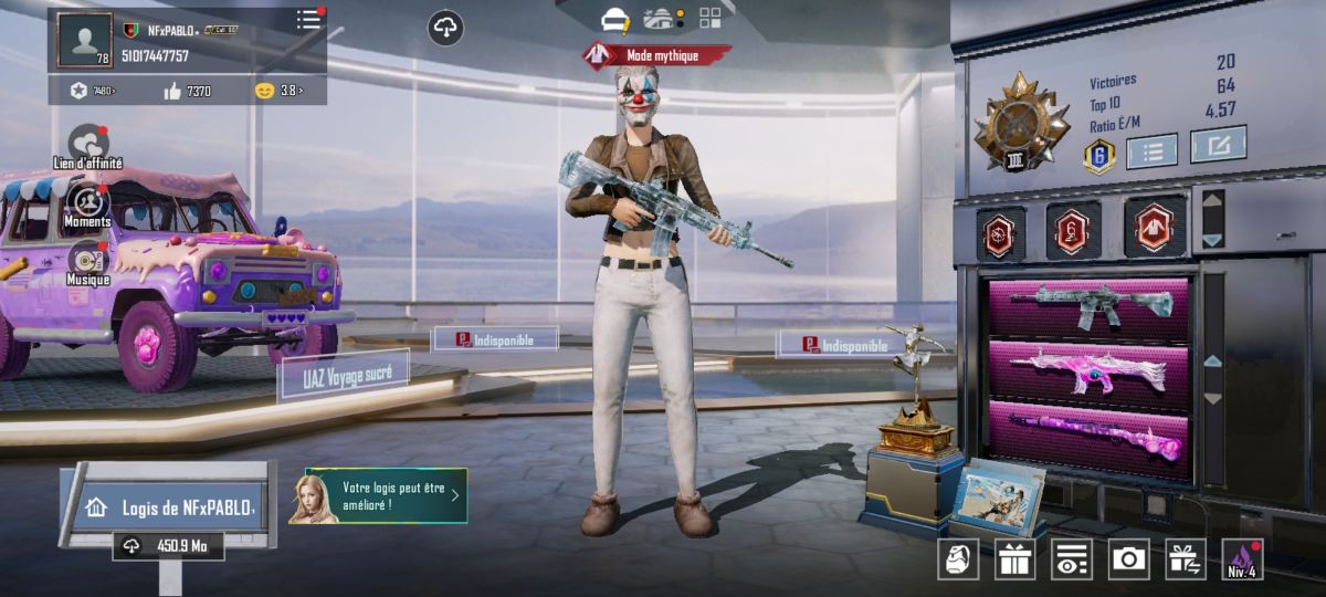 Compte PUBG niveau 78, collection 60