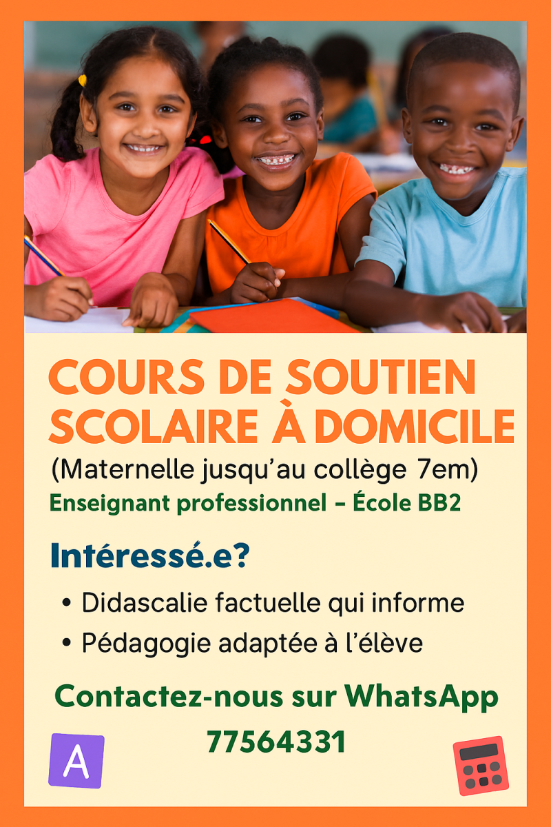 Soutien scolaire à domicile avec enseignant professionnel - Maternelle à 7ème