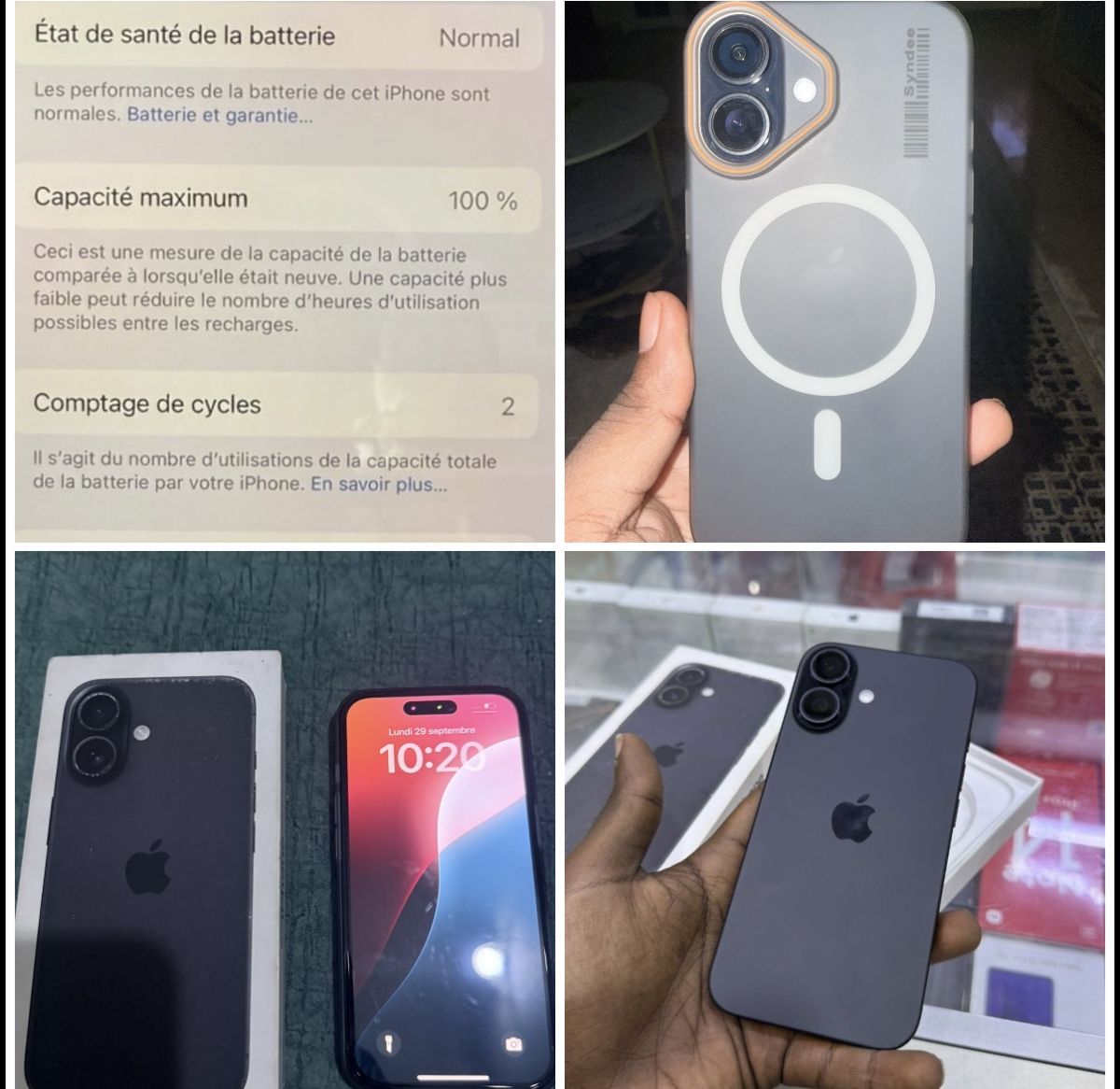 iPhone 16 Noir 128 Go, Batterie 100%, Comme Neuf