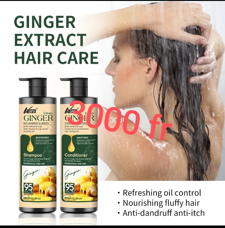 Shampoing et après-shampooing au gingembre pour des cheveux éclatants et nourris