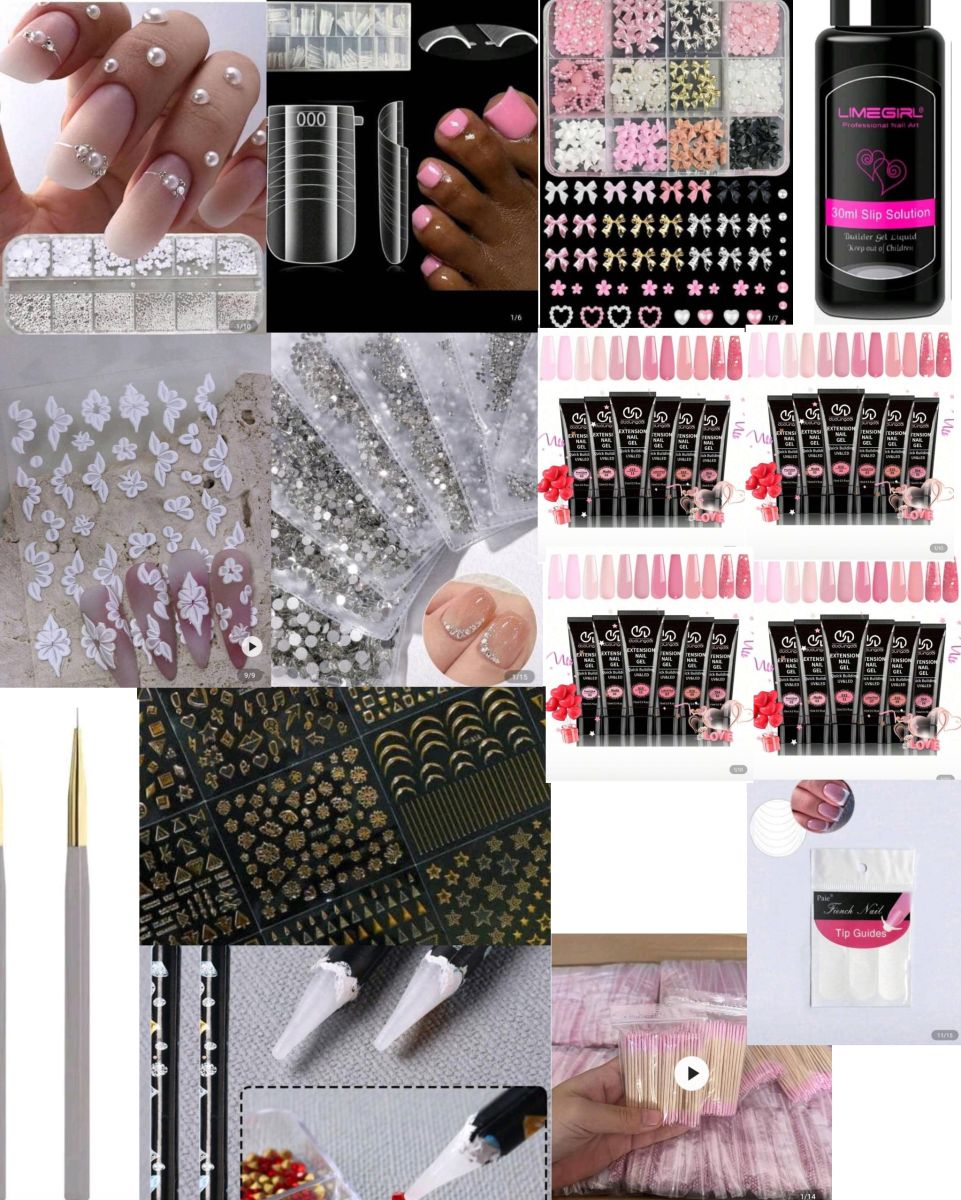 Kit Complet Pro pour Ongles - Polygel, Strass, Paillettes et Décorations