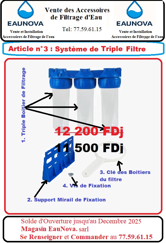 Filtre à eau triple, prix abordable