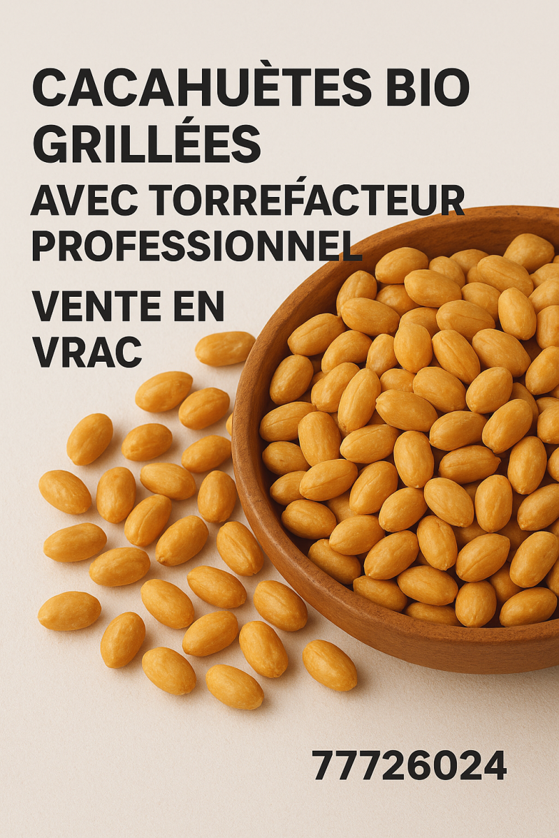 Cacahuètes bio grillées avec torrefacteur professionel – Vente en vrac