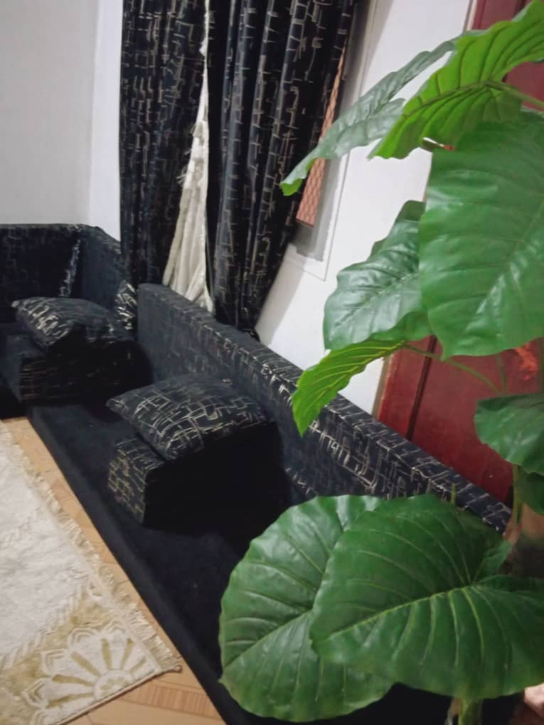 Salon complet avec accessoires et décoration