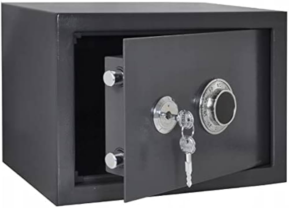 Coffre-fort robuste et sécurisé, presque neuf, avec 2 clés et 2 exemplaires