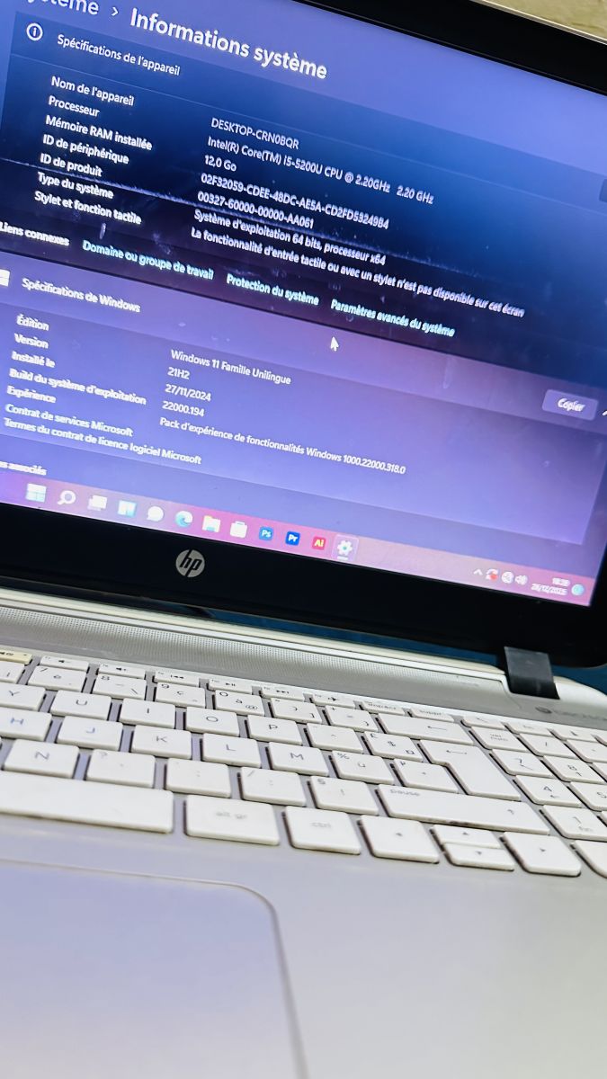 Processeur Intel Core i5-5200U @ 2.20 GHz HP - 12Go RAM - Windows 11