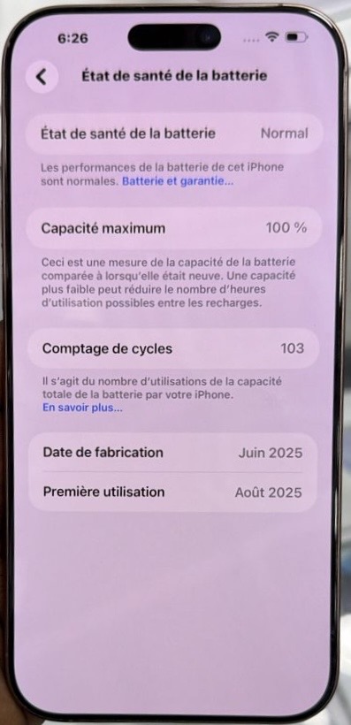 iPhone 16 Pro Max, Or (Gold), Garantie 10 mois