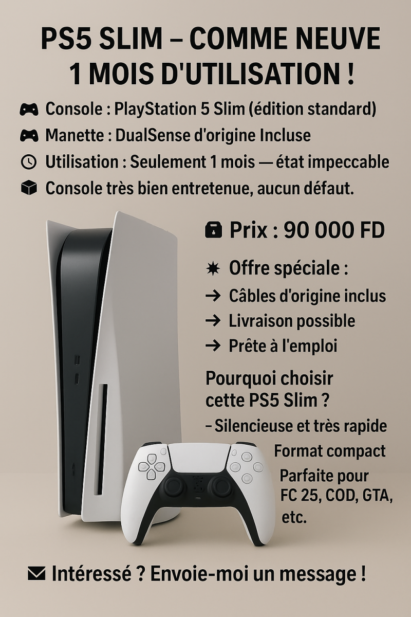 PS5 Slim comme neuve - 1 mois d\'utilisation