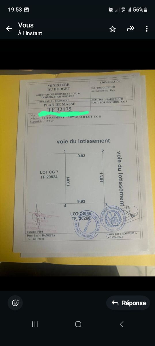 Terrain 160m² à Barwaqo 2 avec titre foncier