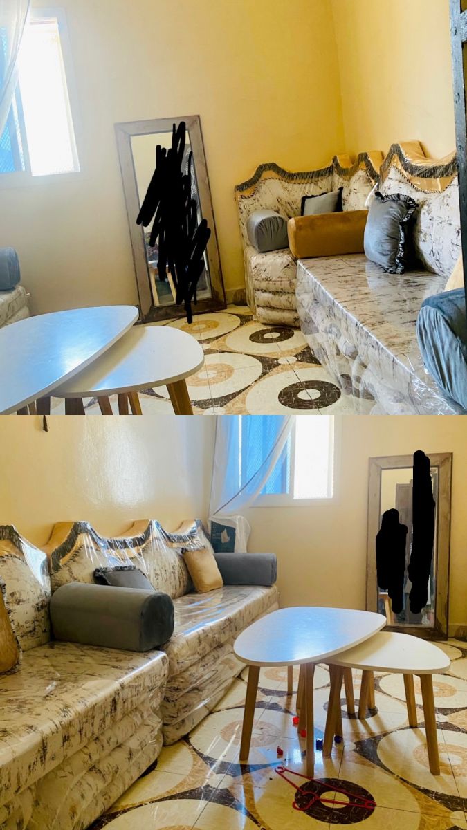 Salon U comme neuf avec protection en plastique