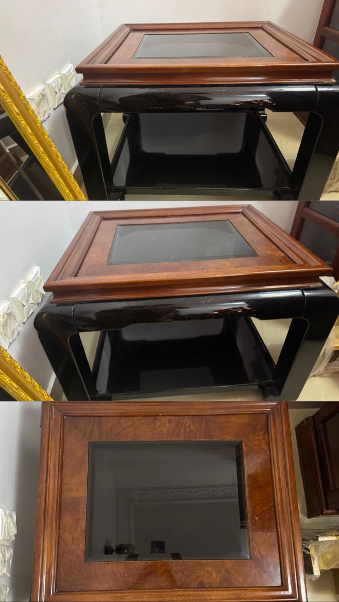 Tables vitrées en bois pour salon ou chambre à coucher