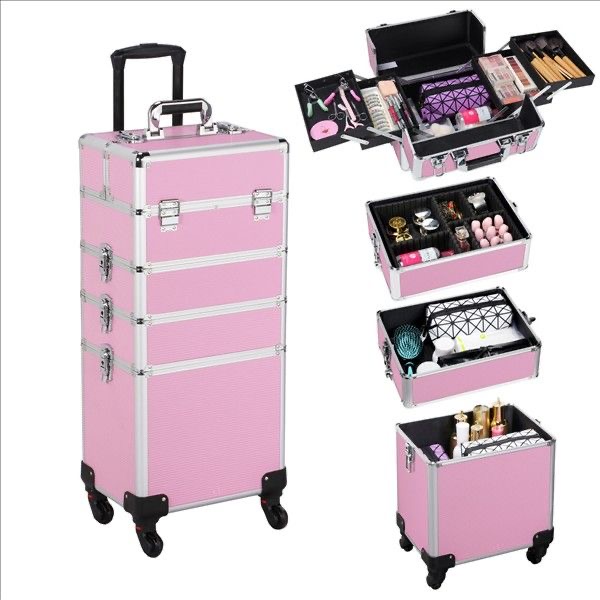 Valise de maquillage professionnelle, compacte et bien organisée