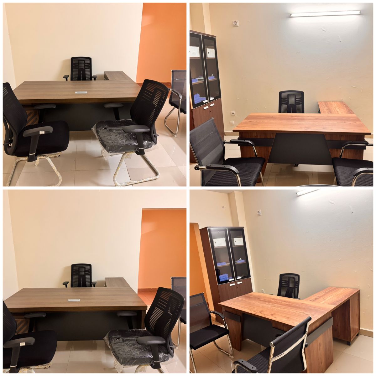 Ensemble mobilier, 2 bureaux, armoire et 6 chaises