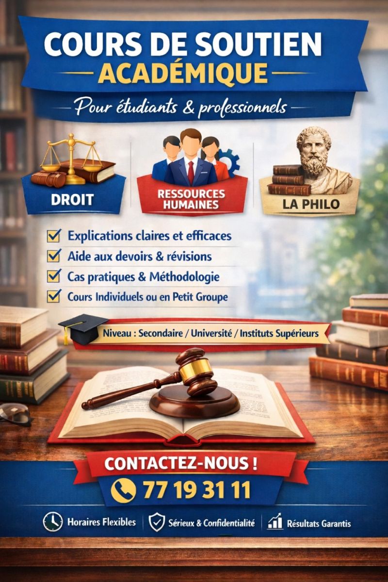 Cours de soutien pour élèves et étudiants en droit et ressources humaines