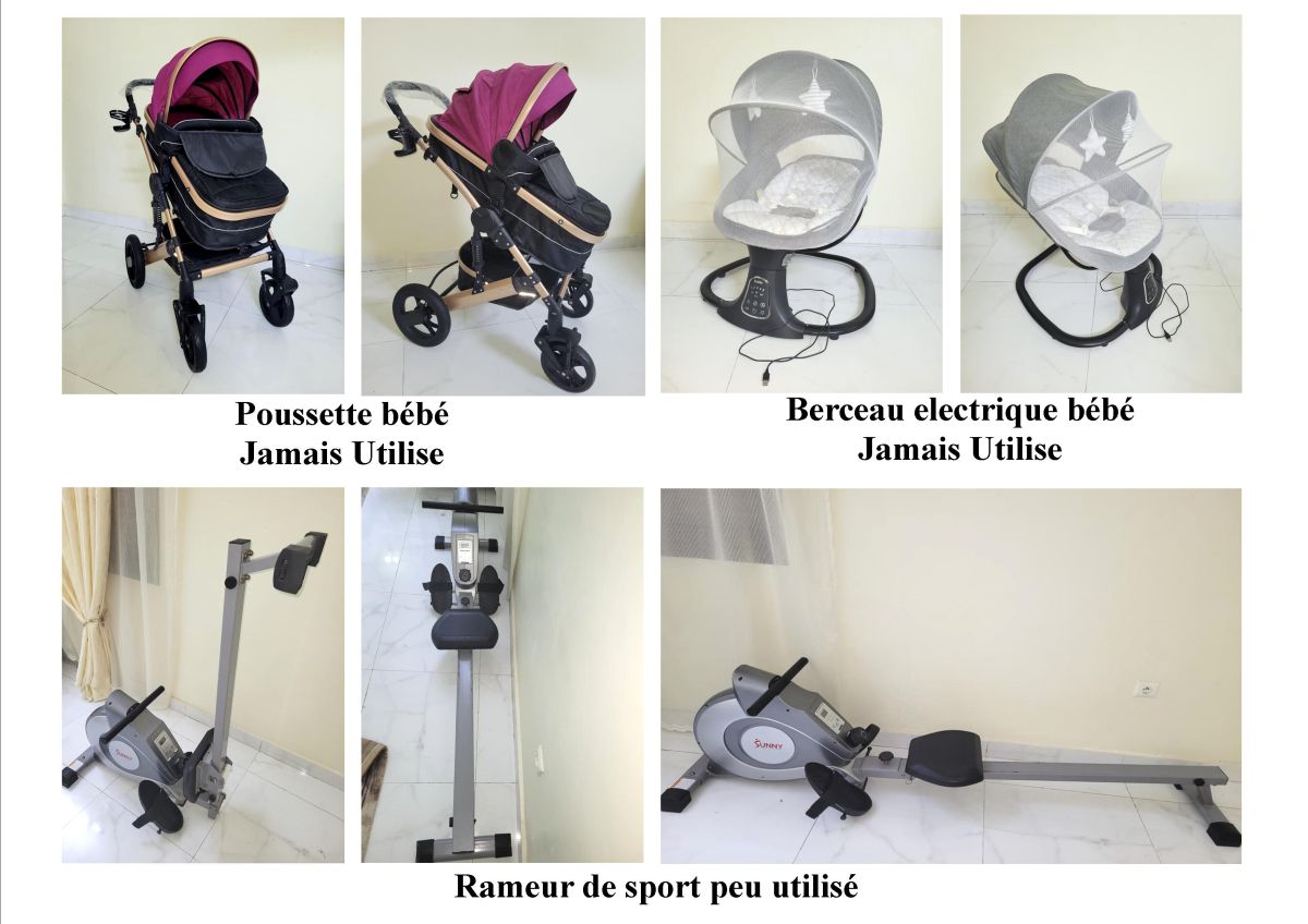 Lot de Poussette, Berceau et Rameur pour Bébé Neufs à Prix Réduit