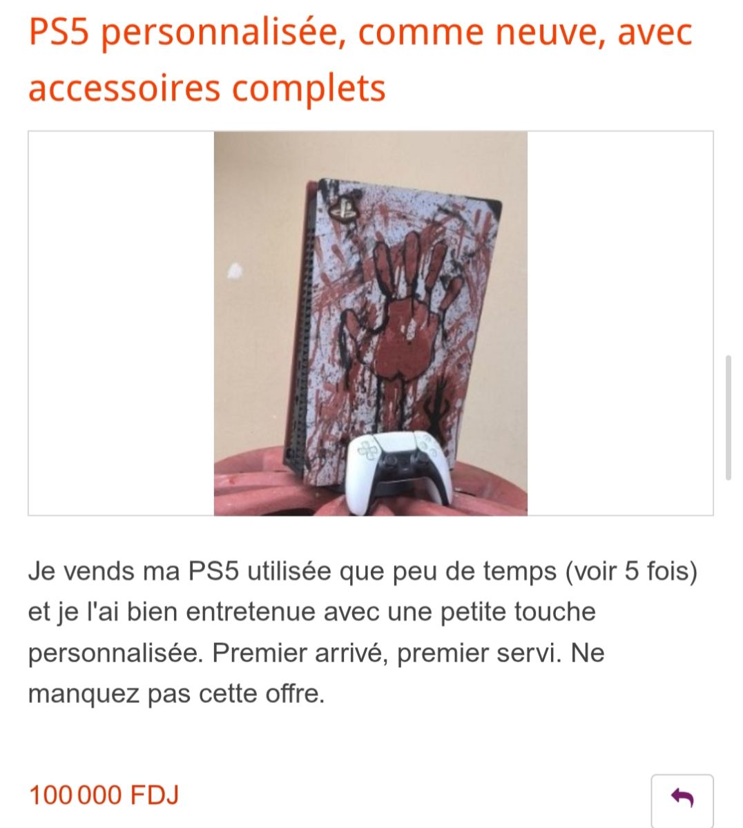 Playstation 5 comme neuf, avec touche personnalisée