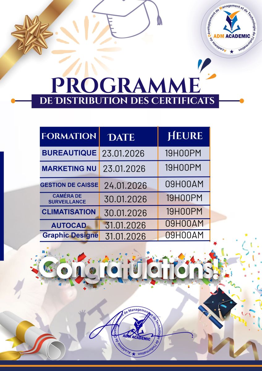 Formation professionnelle avec certificats de valeur à notre centre