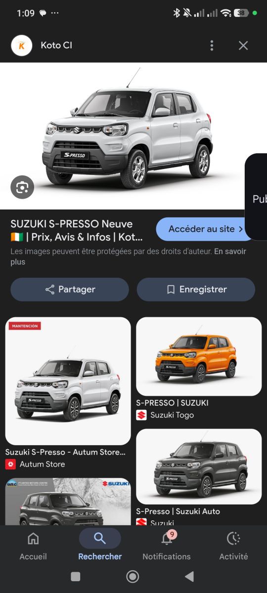 Suzuki Spresso tout terrain, économique, boite manuelle à louer