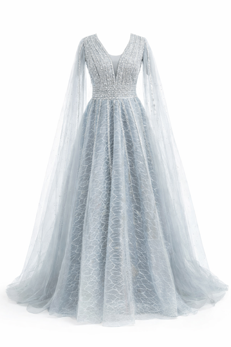 Robe de soirée argentée élégante, comme neuve