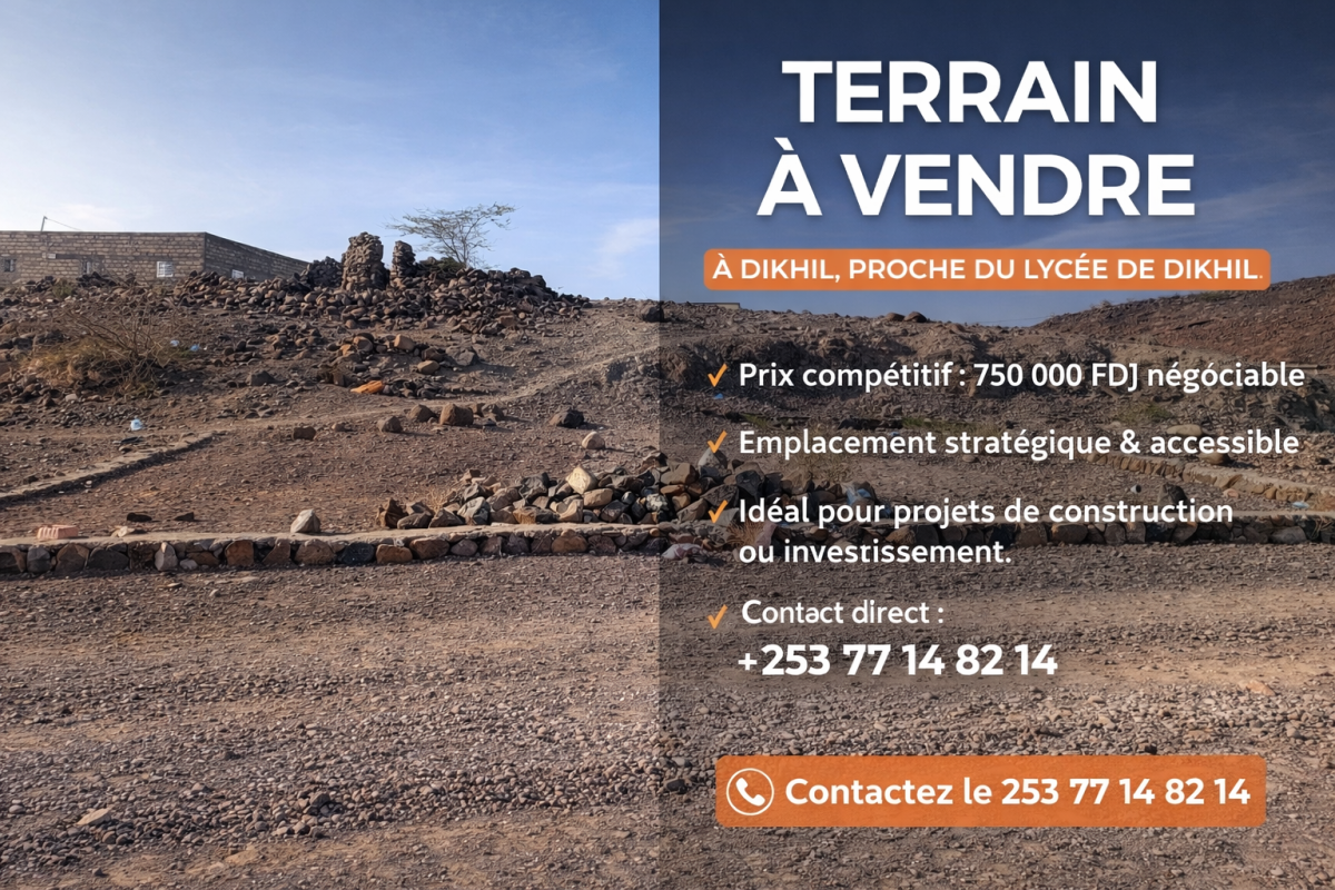 Terrain à Dikhil, titre foncier disponible