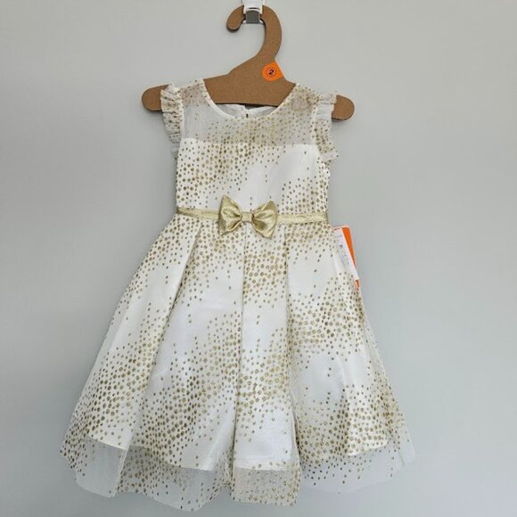Robe enfant Jona Michelle, neuve, crème et or, 7 ans+
